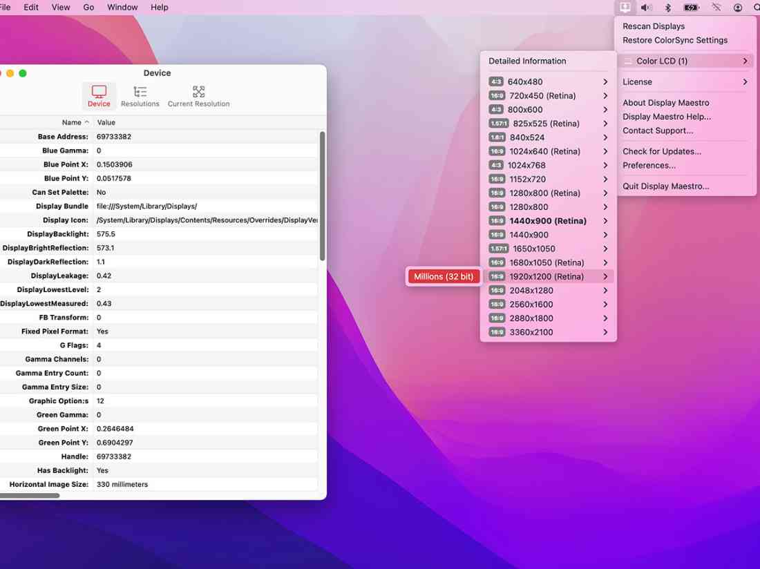 Display Maestro — master resolutions and monitors